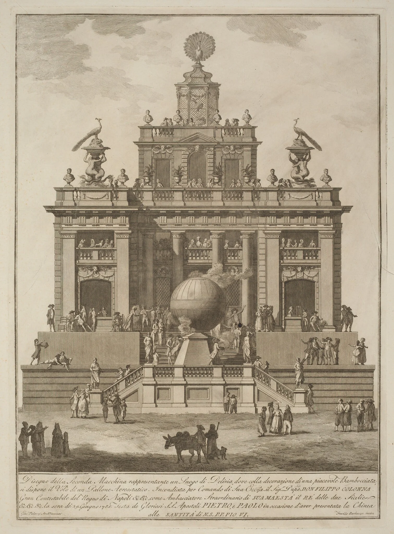 The Seconda Macchina for the Chinea of 1785: A Pleasure Palace with an Air Balloon, detail