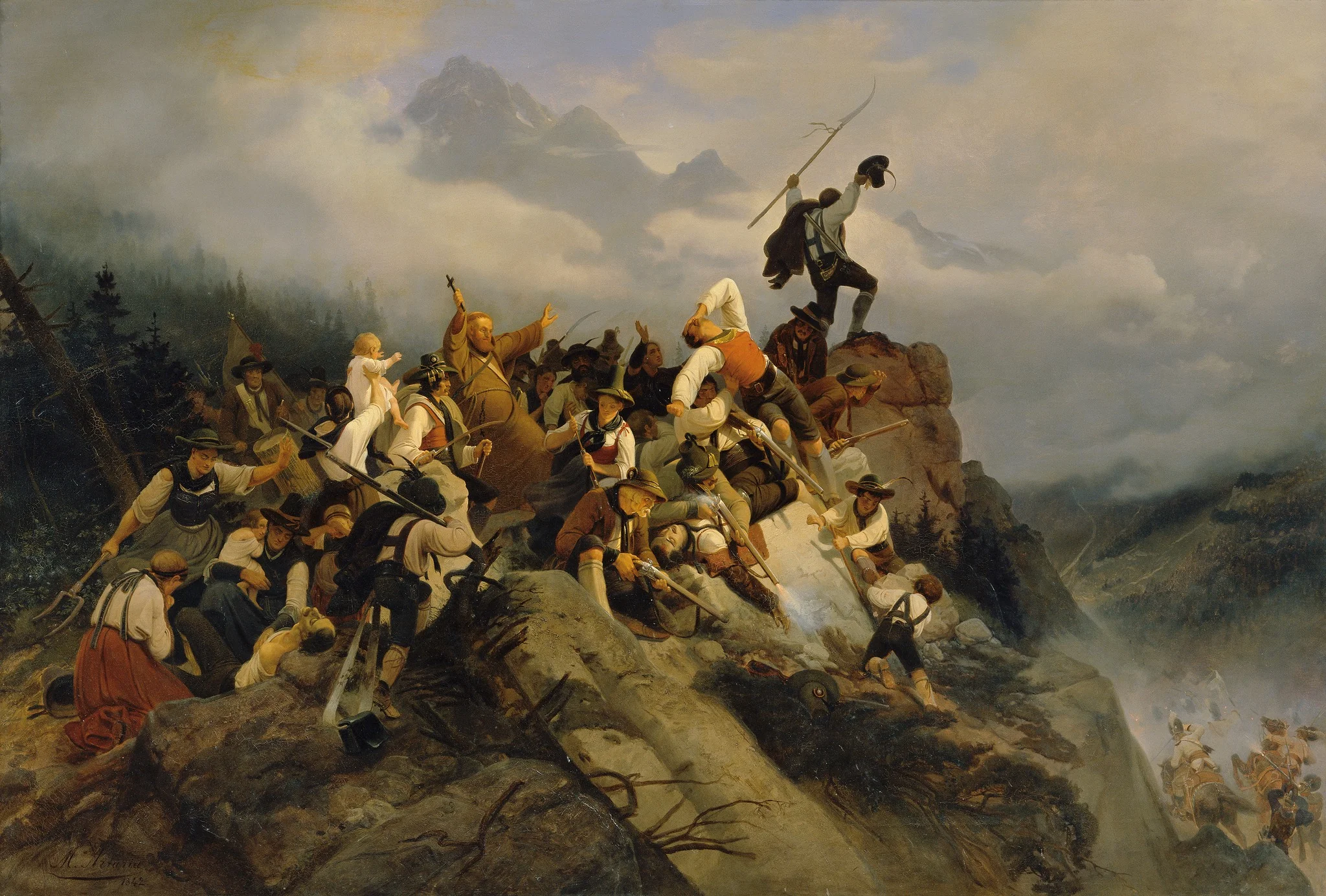 Pater Joachim Haspinger unter den kämpfenden Bauern, detail