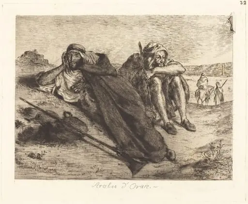 Arabs of Oran (Arabes d'Oran), by Eugène Delacroix, ink, 1833