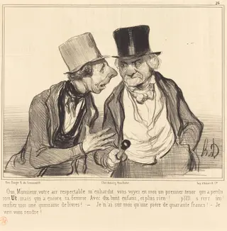 Oui, Monsieur, votre air respectable m'enhardit..., by Honoré Daumier, ink, 1840