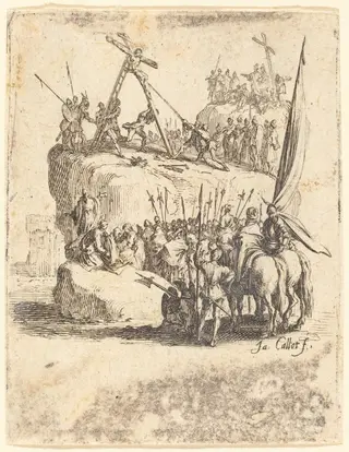 Raising of the Cross, by Jacques Callot, ink, 1624