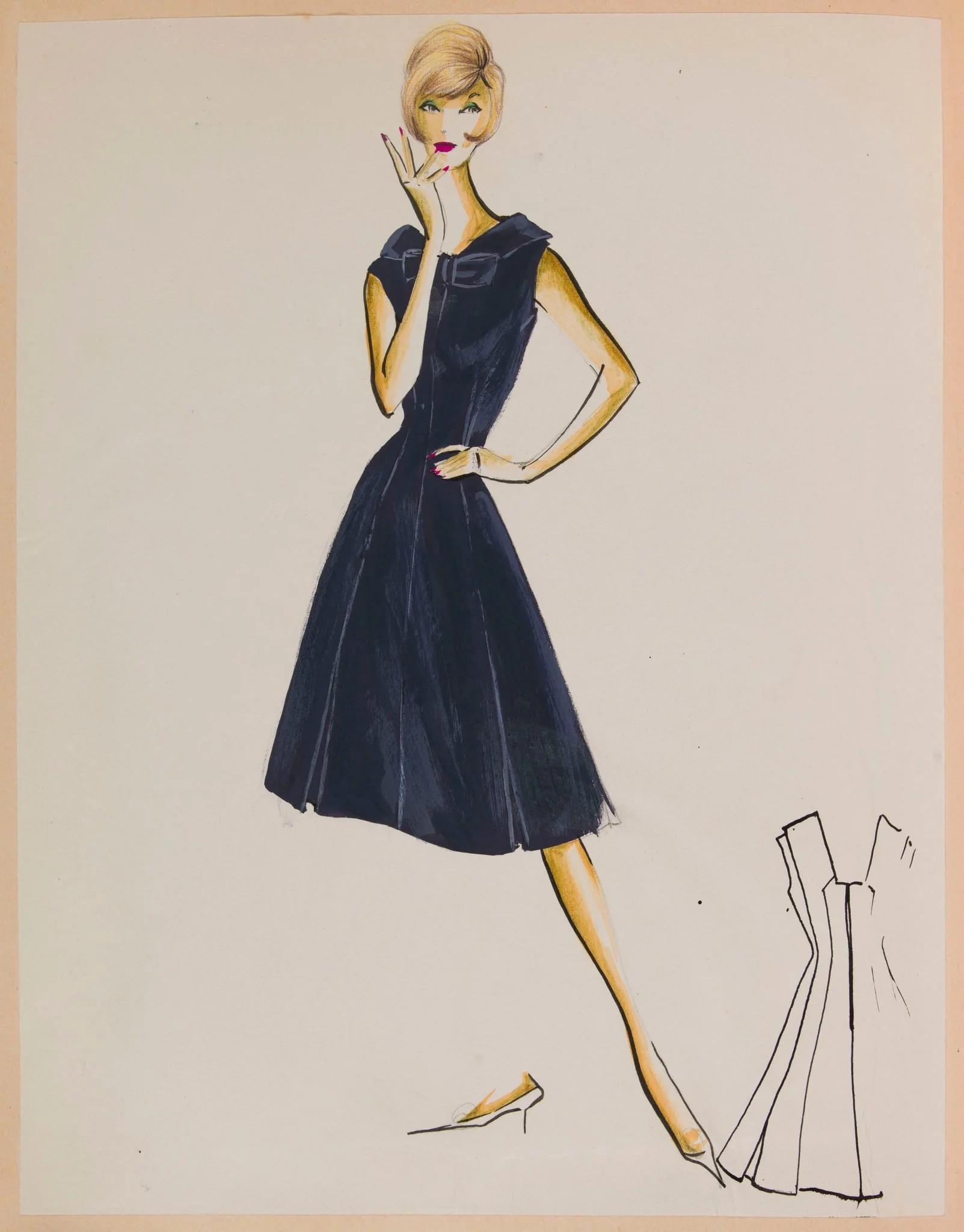 Robe cintrée bleu marine, detail