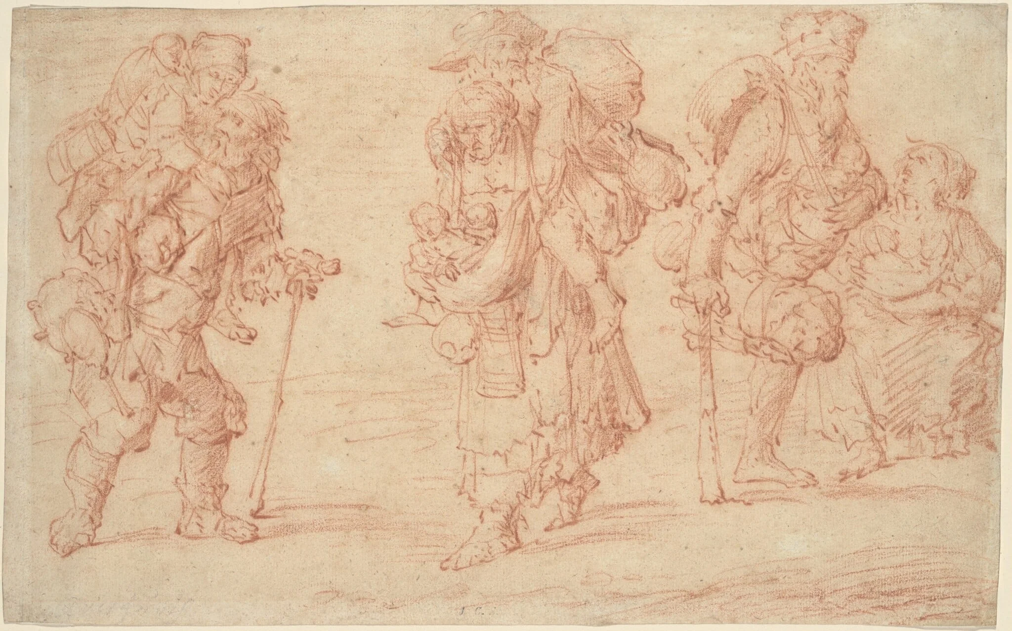 Three Pairs of Beggars with Babies, detail