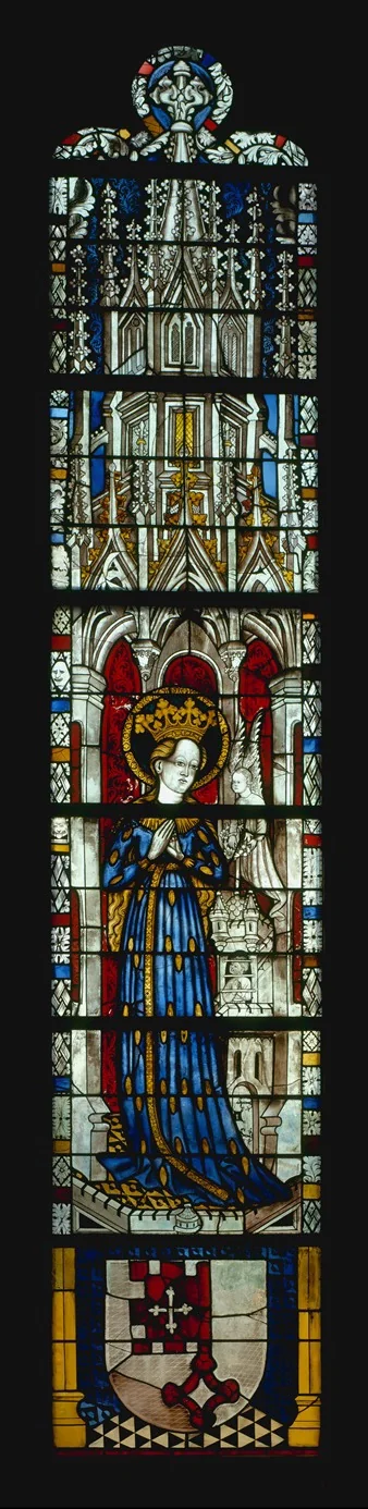 The Virgin Mary and Five Standing Saints above Predella Panels, detail