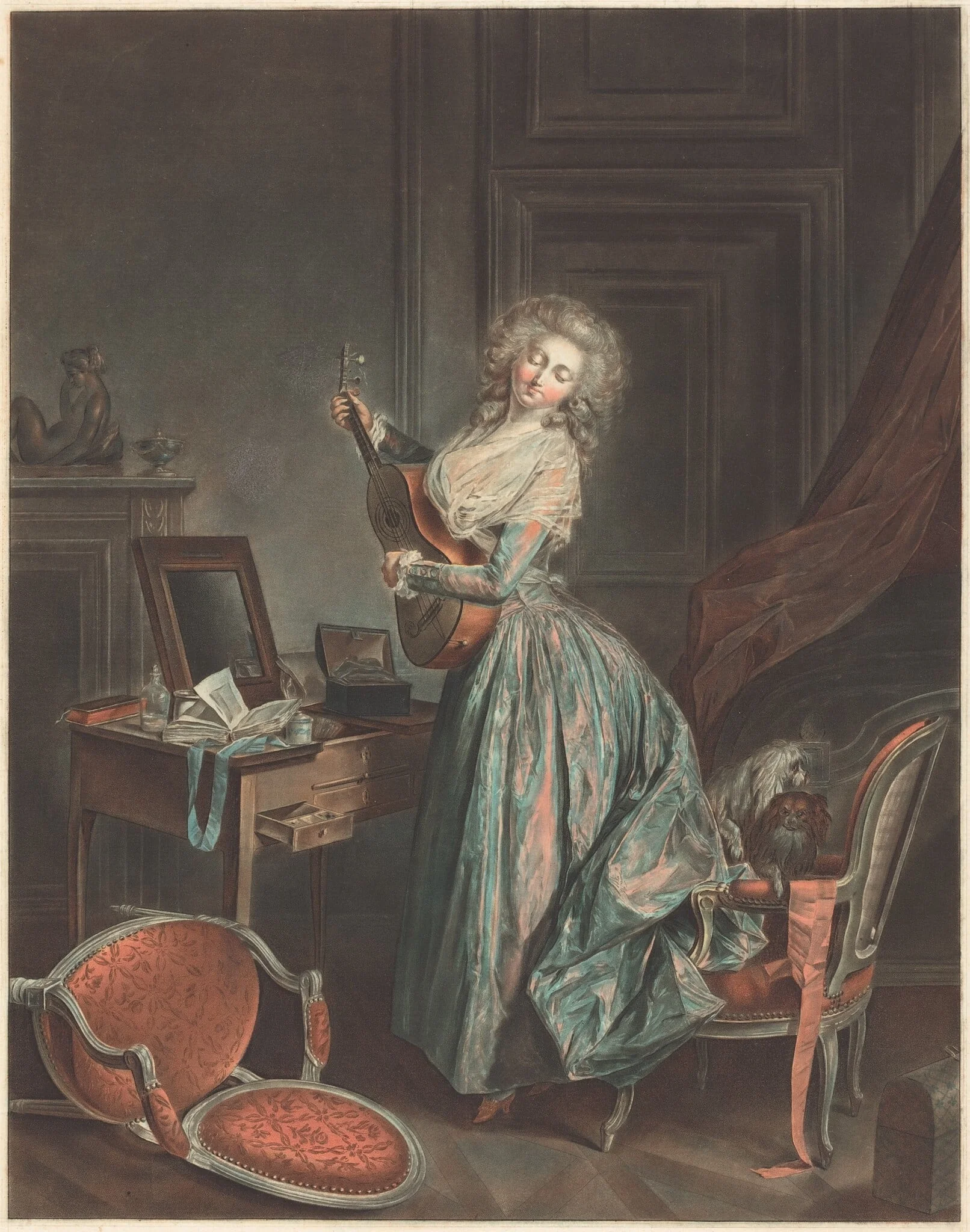 A Woman Playing the Guitar, detail