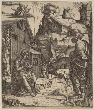 The Nativity, by Master I.I.CA, ink, 1505