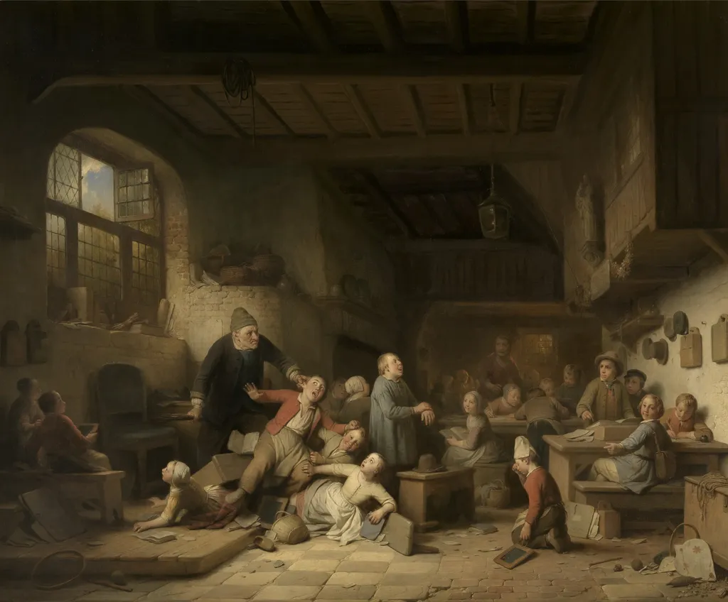 The Village School, by Ferdinand de Braekeleer the Elder, oil, 1854
