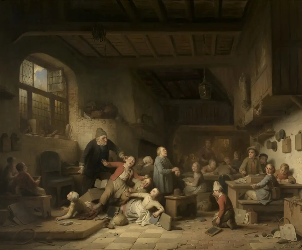 The Village School, by Ferdinand de Braekeleer the Elder, oil, 1854