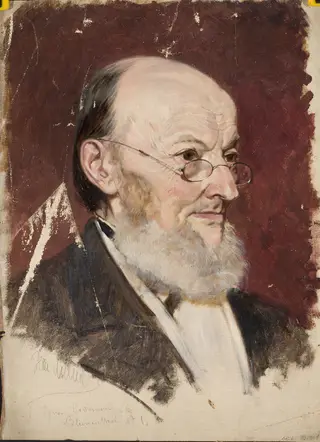 Portrait of an old man, by Jean Lulves, oil, 1871
