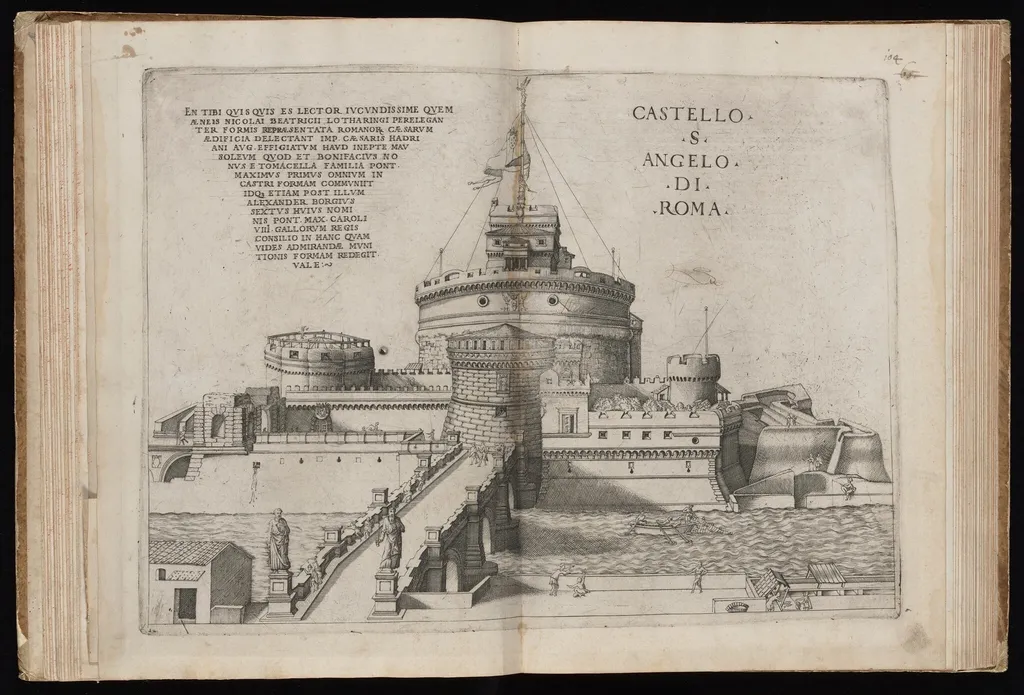 Castello S. Angelo di Roma [Castel Sant'Angelo in Rome], by Nicolas Beatrizet, ink, 1562