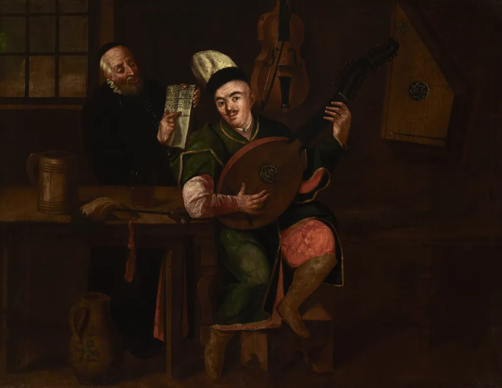 Bandura Player with a Jew, by Michał Stachowicz, oil, 1806