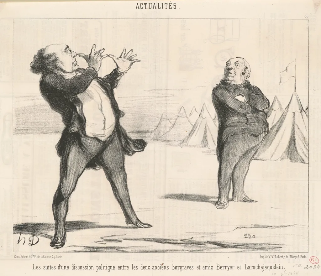Les suites d'une discussion politique ..., by Honoré Daumier, ink, 1850