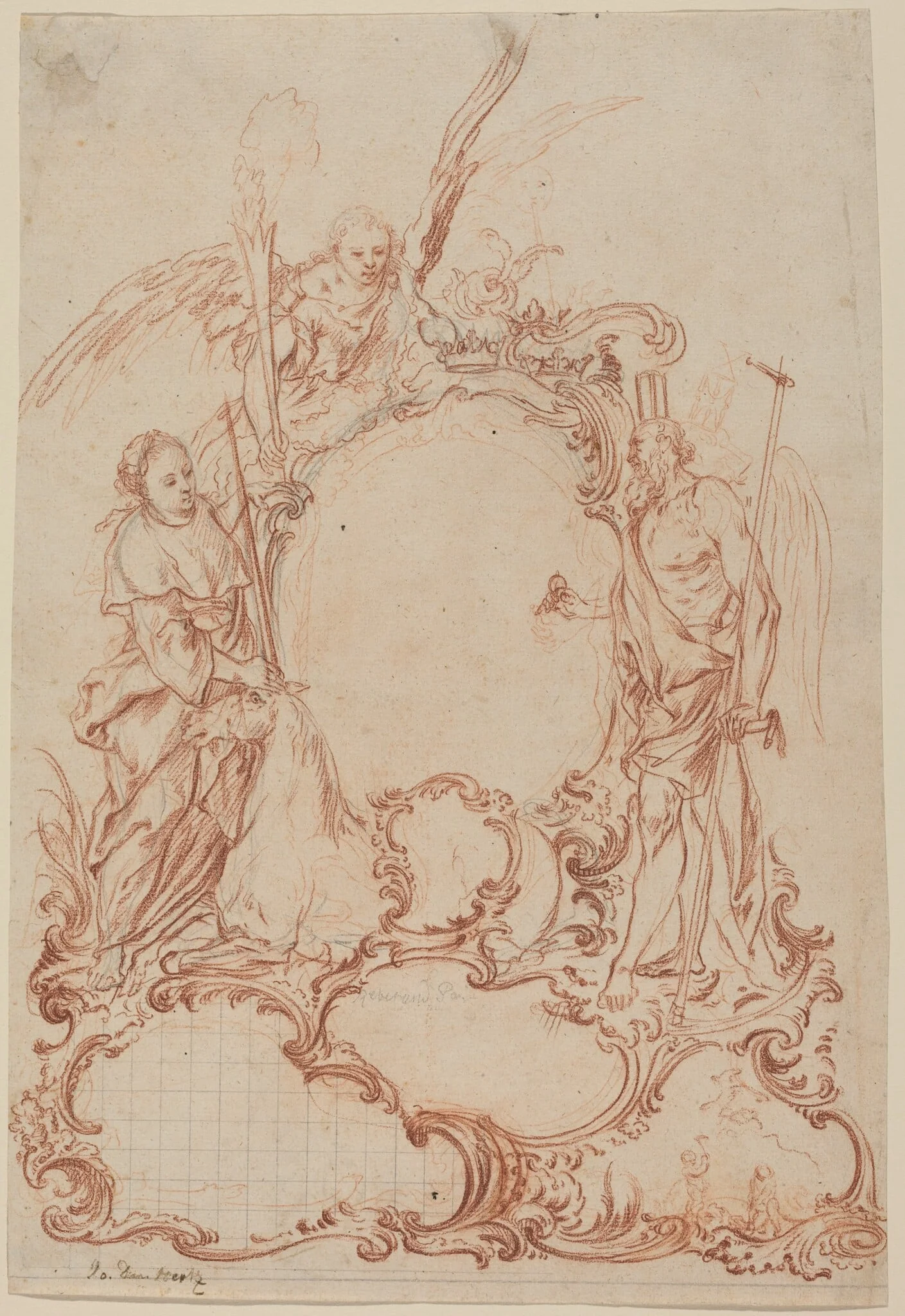 Rococo Cartouche with Allegorical Figures, detail