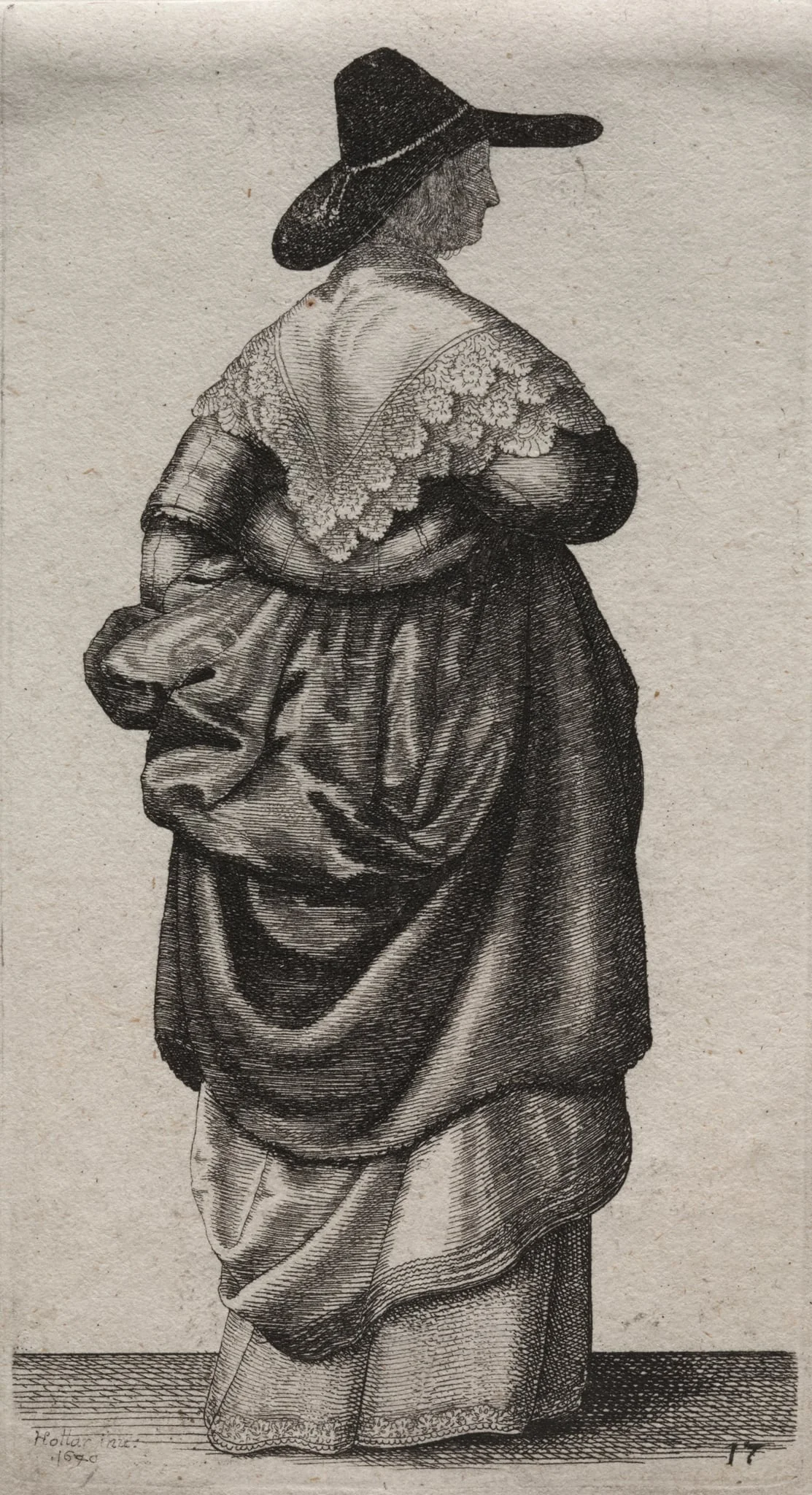 The Several Habits of English Women, from the Nobility to the Country Women as they are in these times: The Woman with a Mannish Hat, detail