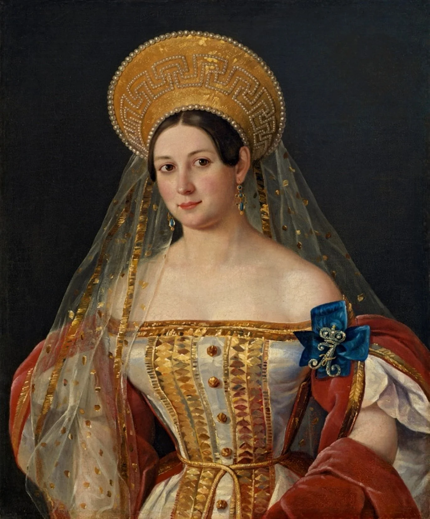 Portrait of the Lady-in-Waiting Sofia Orlova-Denisova (?), detail