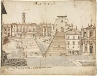 Eighteen Views of Rome: The Campidoglio, by Lievin Cruyl, 1665