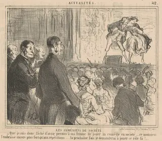 Les comédiens de société, by Honoré Daumier, ink, 1858