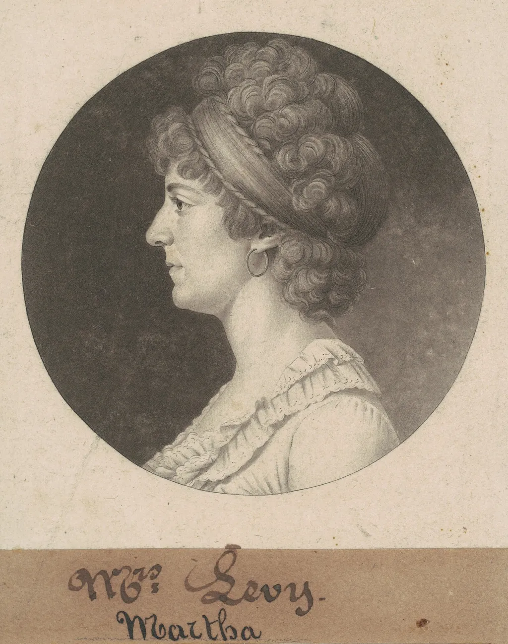 Sarah Coates Levy, by Charles B. J. Févret de Saint-Mémin, ink, 1802