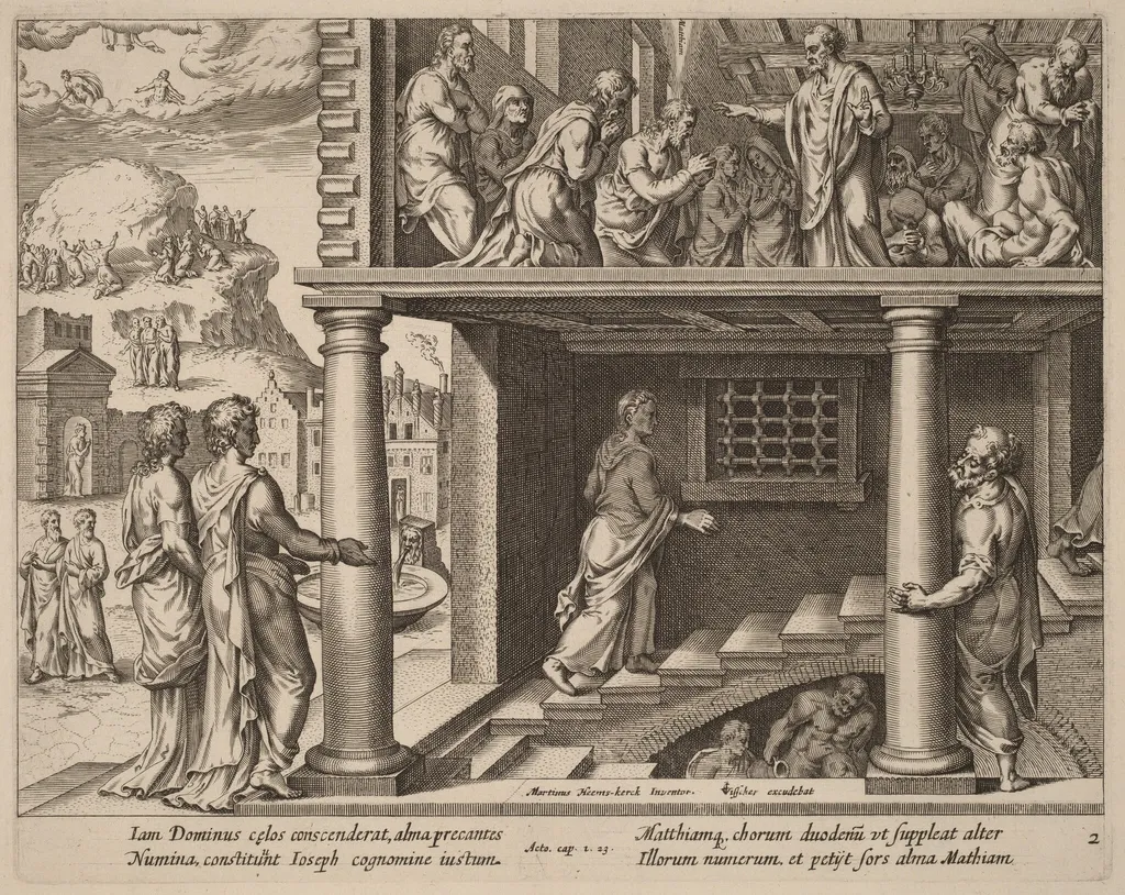 The Choosing of Saint Matthias, by Philip Galle, ink, 1574