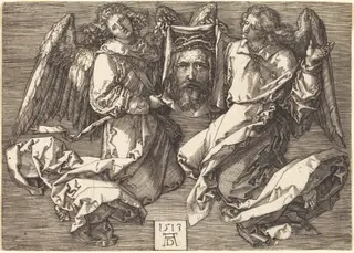 The Sudarium Held by Two Angels, by Albrecht Dürer, ink, 1513