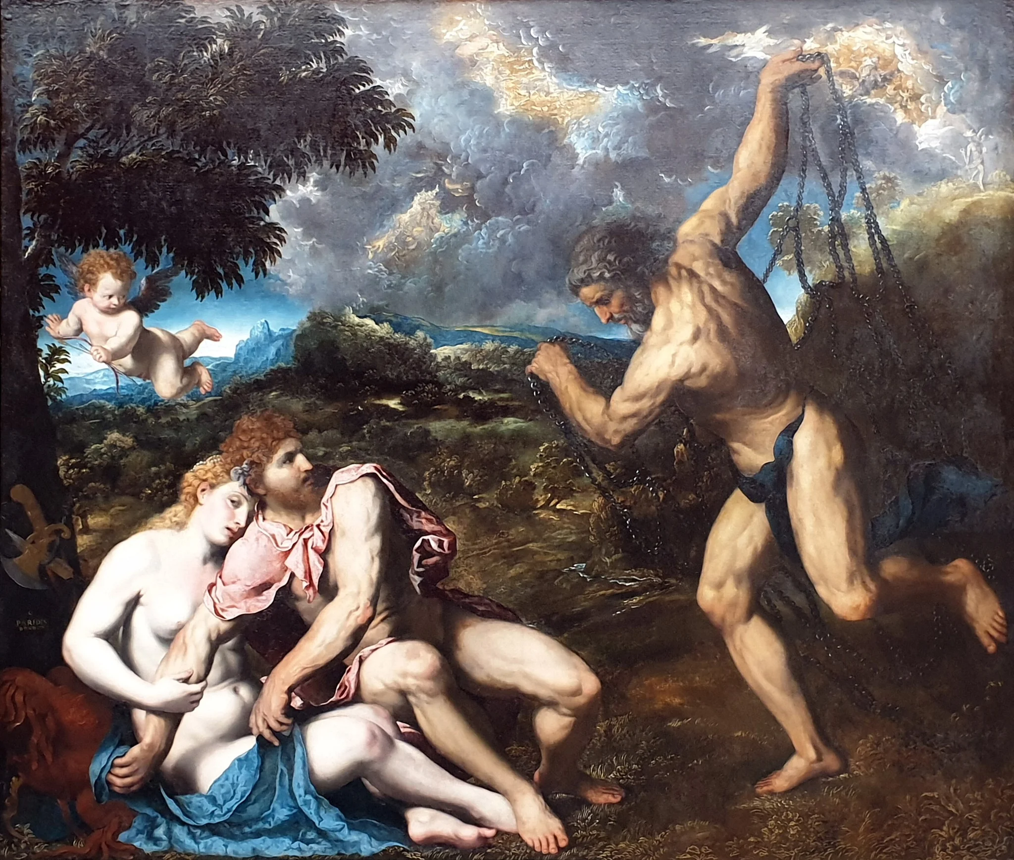 Mars and Venus, surprised by Vulcan, detail