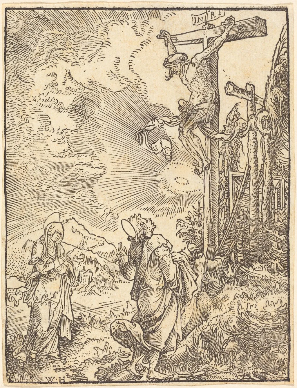 The Crucifixion, by Wolf Huber, ink, 1519