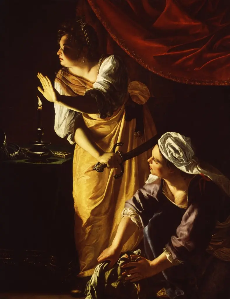 Judith and Maidservant with Head of Holofernes, by Artemisia Gentileschi, oil, 1623