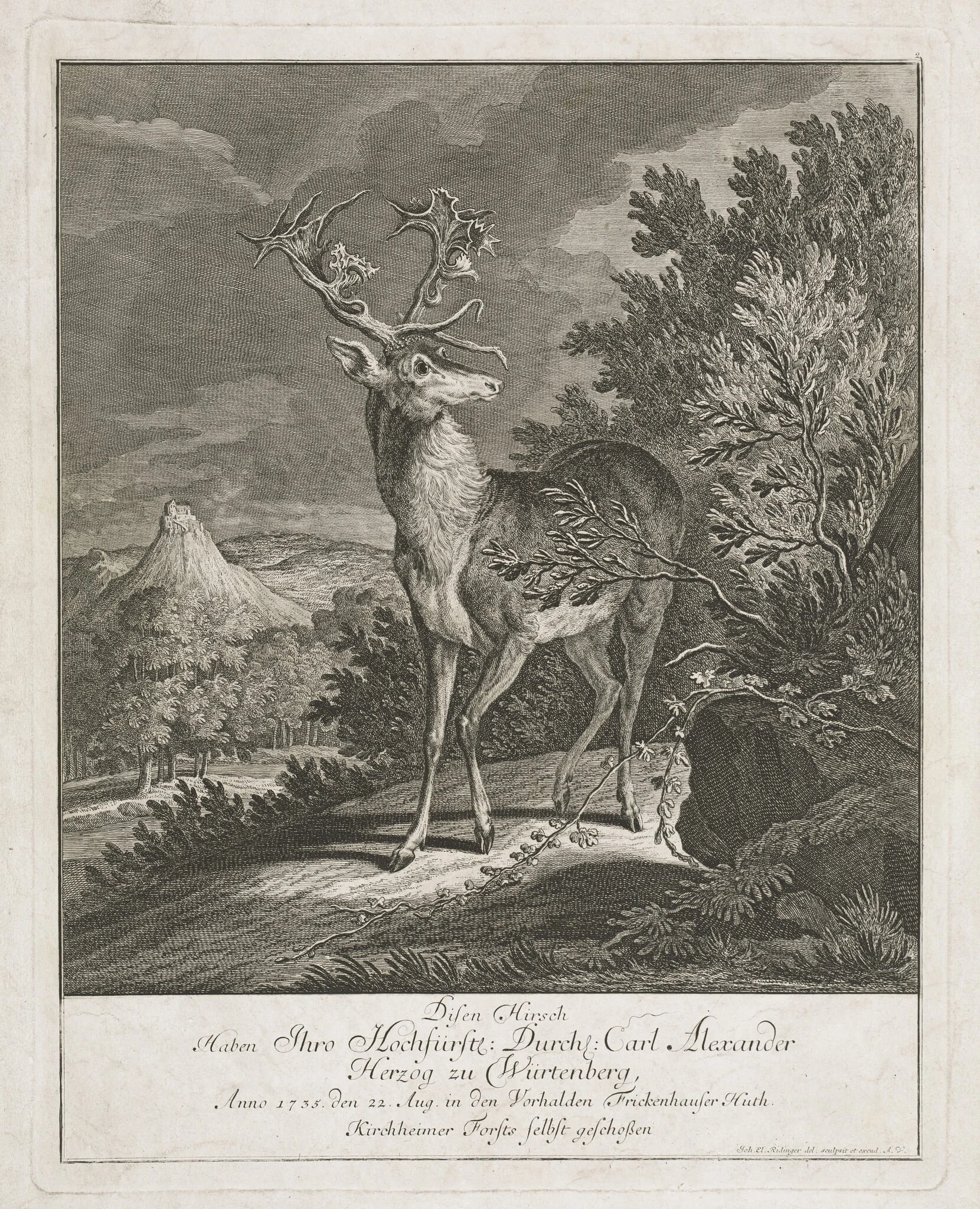 A Magnificent Stag in a Landscape, detail