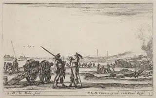 Officer Giving Orders to a Sentinel, by Stefano Della Bella, ink, 1641