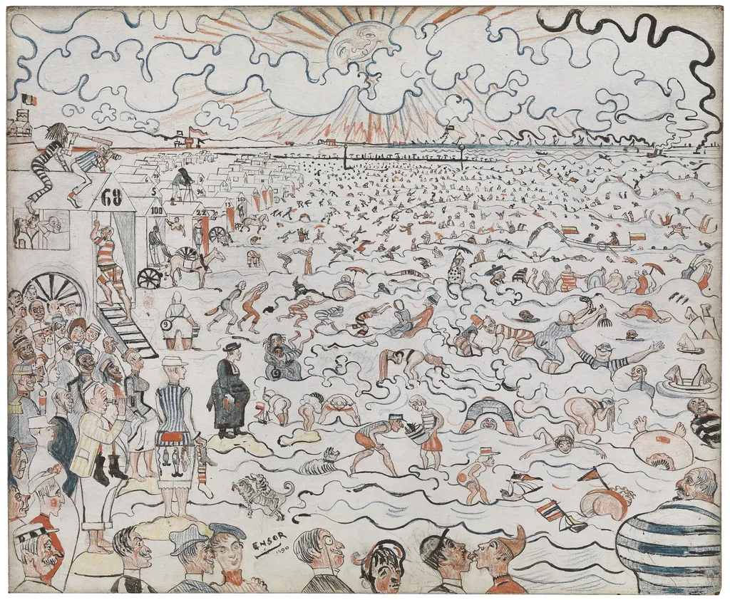 The Baths at Ostend, by James Ensor, gouache, 1896
