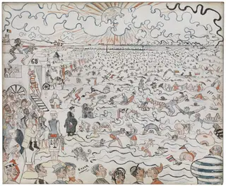 The Baths at Ostend, by James Ensor, gouache, 1896