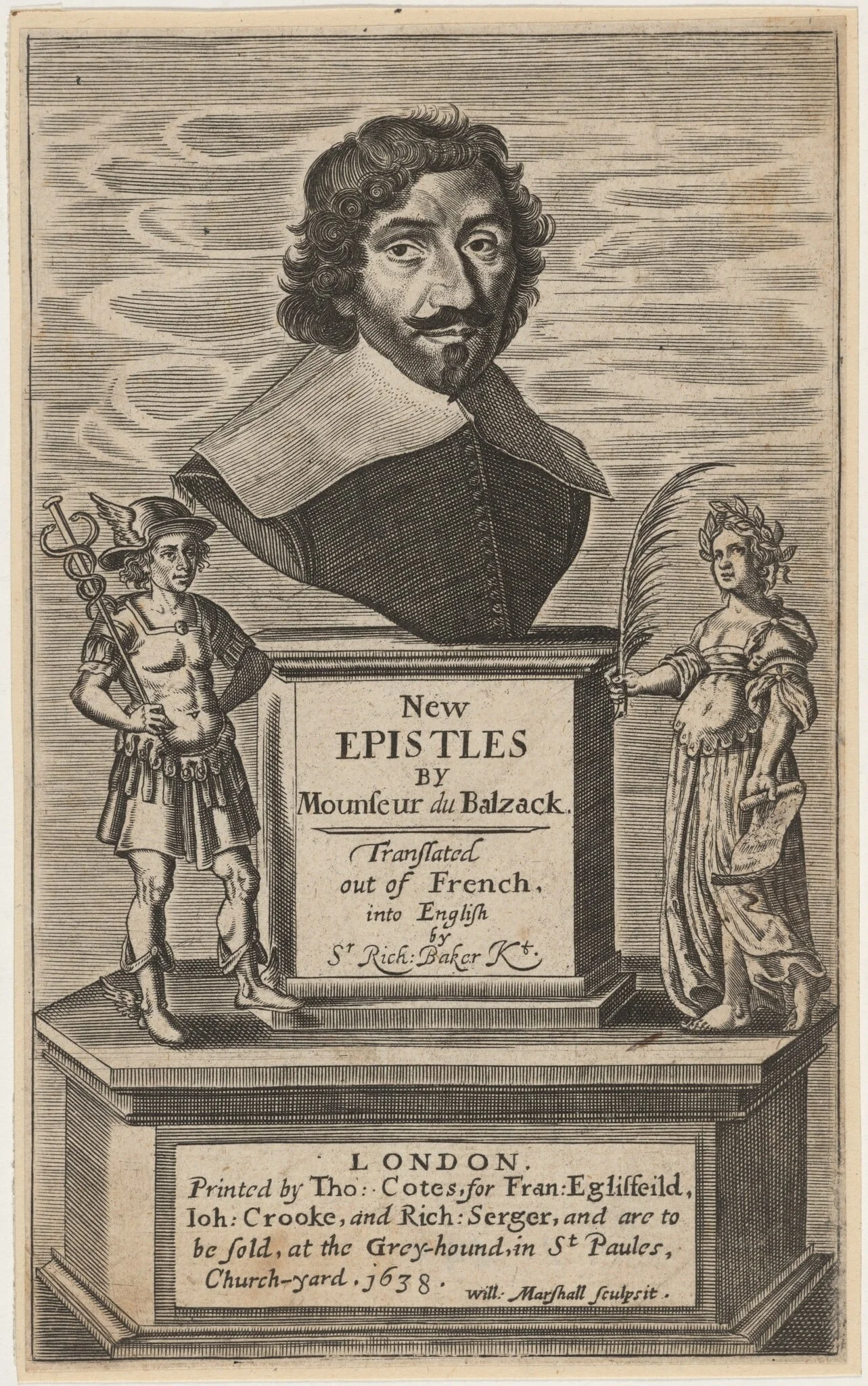 Title page to J.L. Guez, Sieur du Balzack, New Epistles, detail