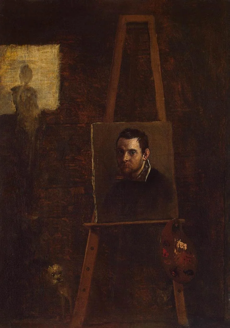 Self-portrait at the Easel, detail