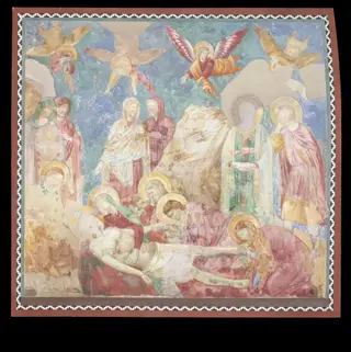 Copy after the painting The Pieta attributed to the  Isaac Master in the Upper Church, San Francesco, Assisi, by Edward Kaiser, watercolor, 1876