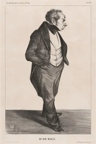Amiral de Rigny, by Honoré Daumier, ink, 1833