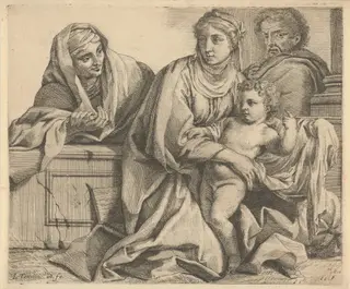 The Holy Family with Saint  Anne, by Louis Testelin, ink, 1644