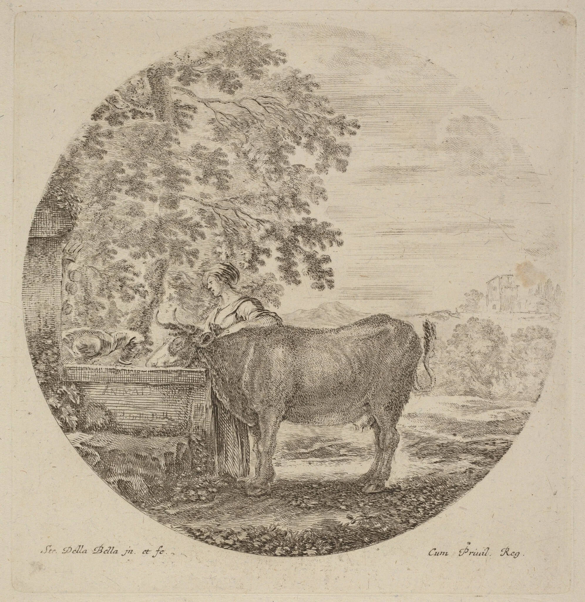 Cow and Young Shepherd at a Fountain, detail