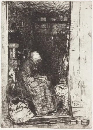 La Vieille aux Loques, by James McNeill Whistler, ink, 1858