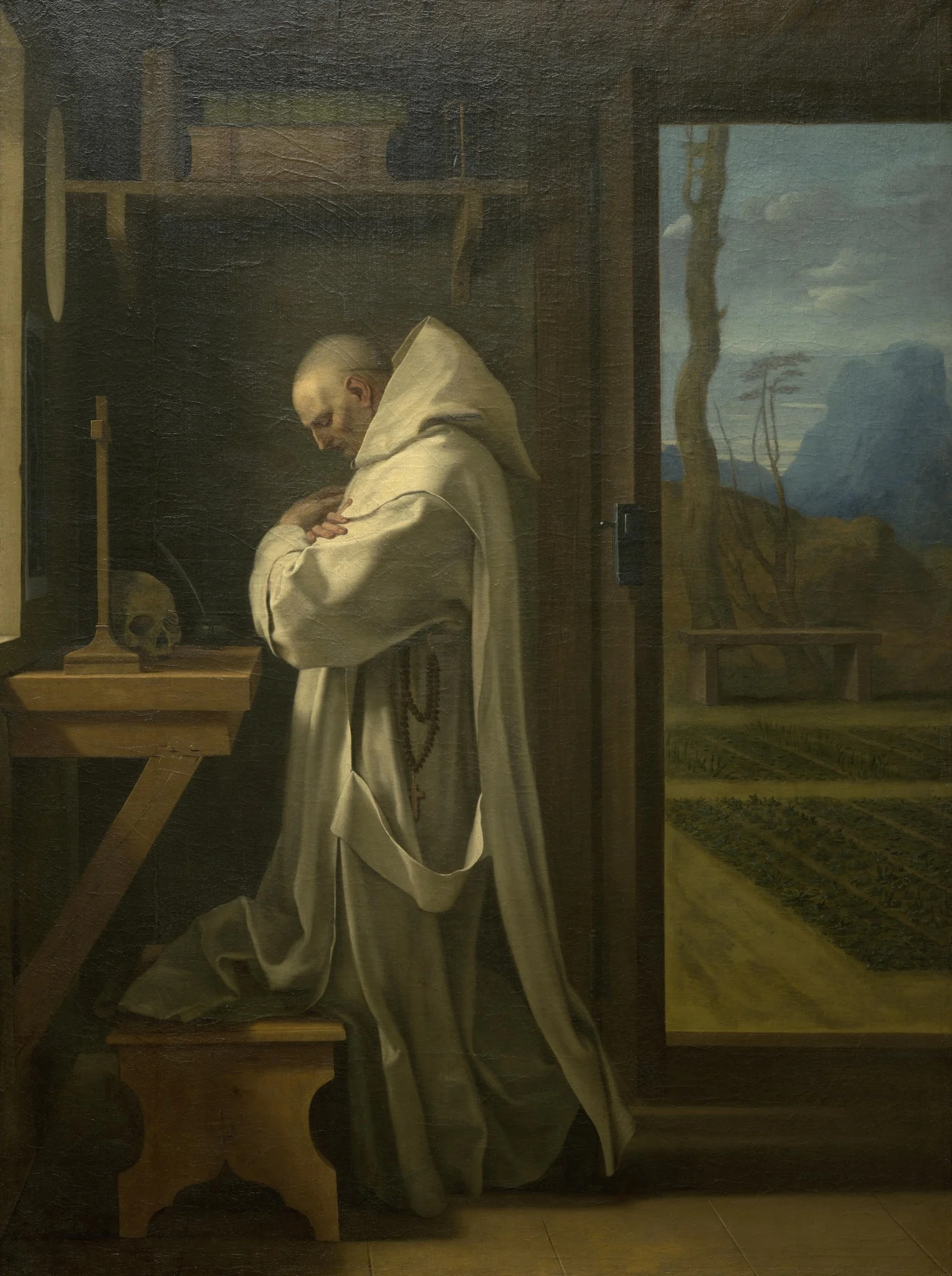 St. Bruno in Prayer, detail