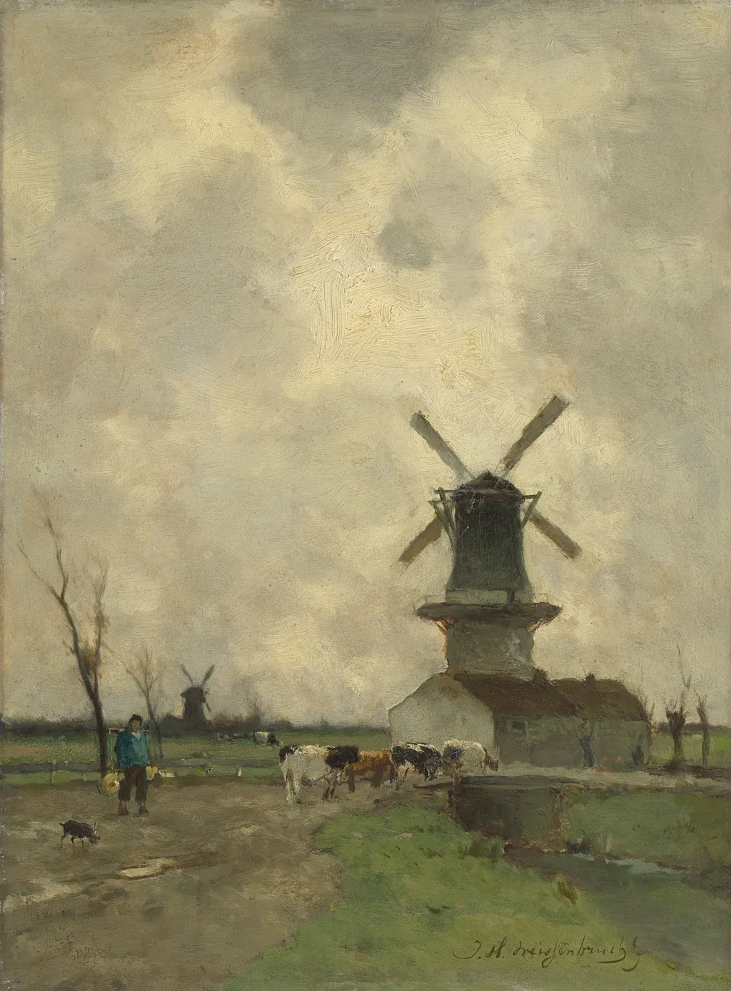 The mill, by Johan Hendrik Weissenbruch, oil, 1894