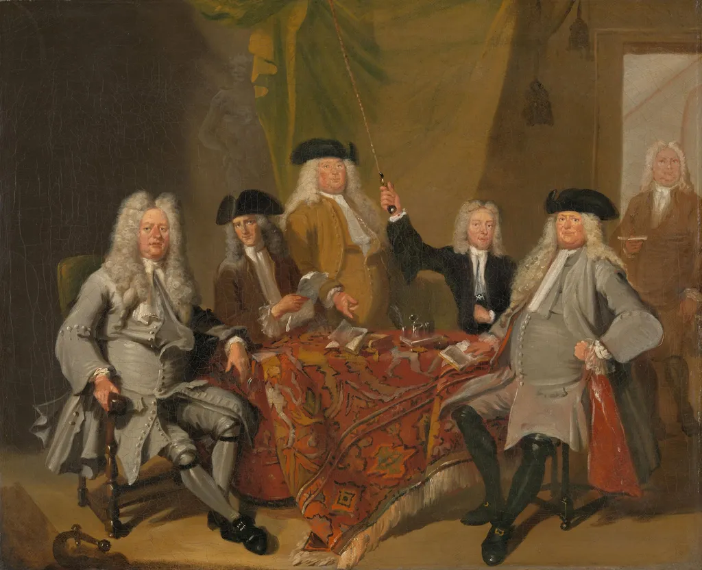 Inspectors of the Collegium Medicum in Amsterdam, 1724, by Cornelis Troost, unspecified, 1724