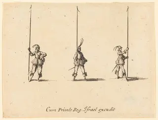 Drill with Raised Pikes, by Jacques Callot, ink, 1634