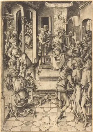 Christ before Annas, by Israhel van Meckenem, ink, 1480