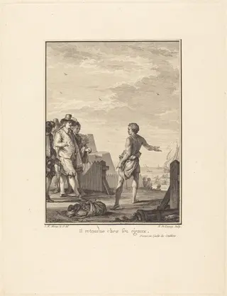 Discours sur l'égalité des conditions: Il retourne chez ses égaux, by Nicolas Delaunay, ink, 1778
