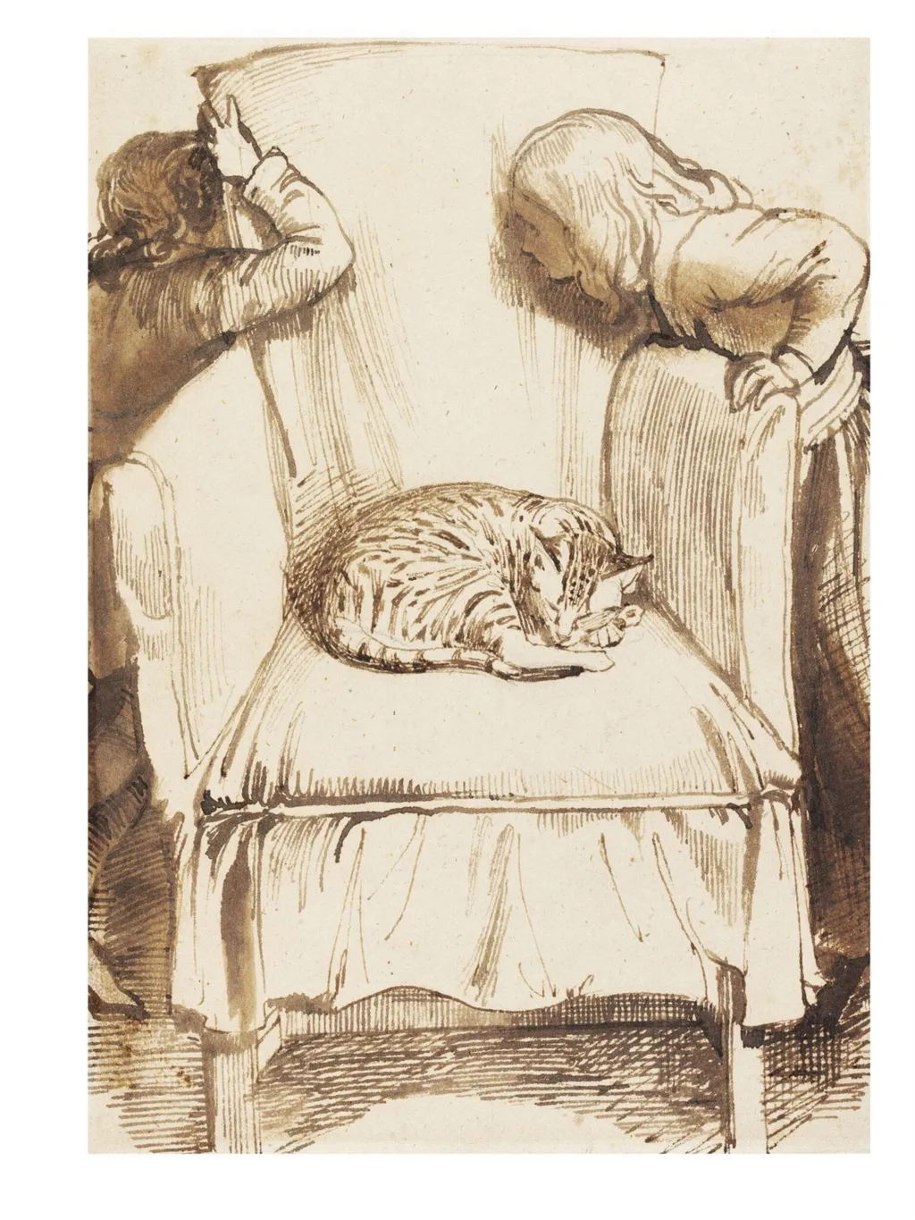 Cat and children, by Daniel Maclise, 1825