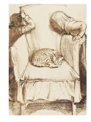 Cat and children, by Daniel Maclise, 1825