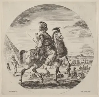A Black Horseman, by Stefano Della Bella, ink, 1637