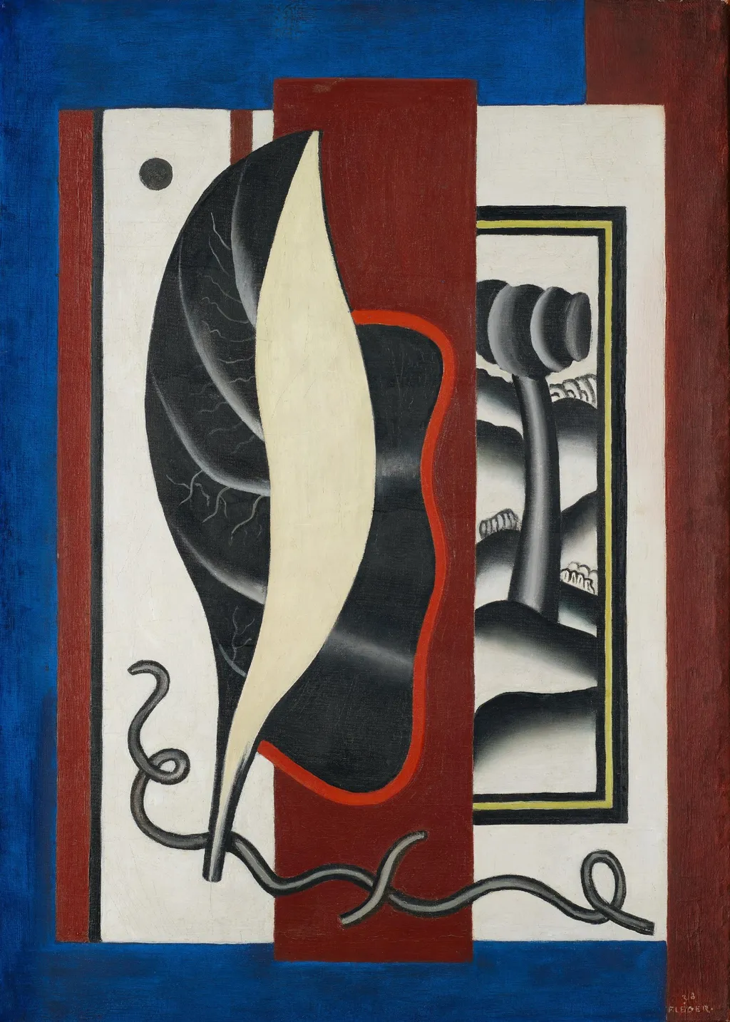 Composition à la feuille, by Fernand Léger, oil, 1928