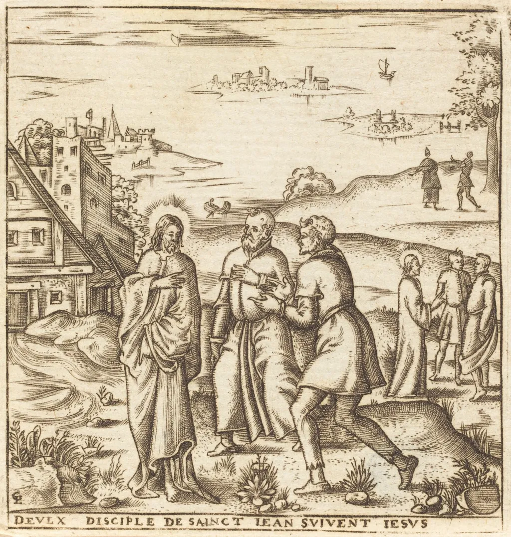 Christ Bids Two Disciples of John the Baptist to Follow Him, by Léonard Gaultier, ink, 1578