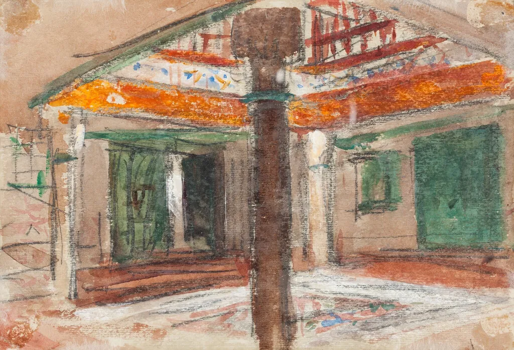 Interior of an Exotic Palace, by Hercules Brabazon Brabazon, graphite, 1867